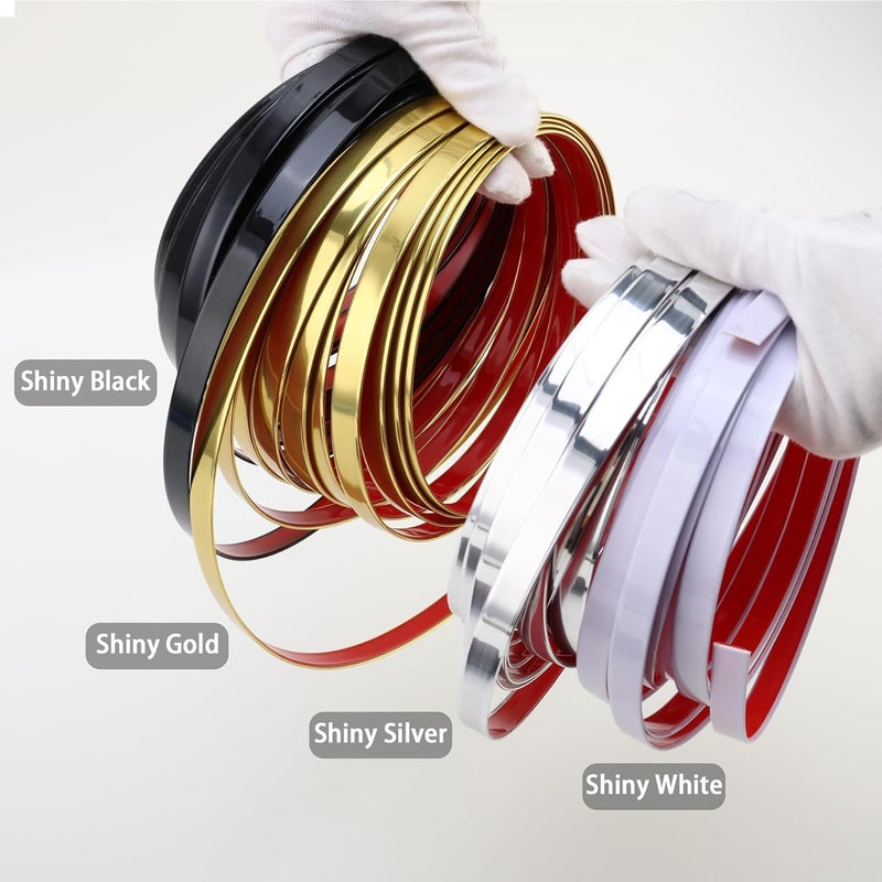 Hungbak Peel and Stick Wall Molding Trim, Flexible PVC Strip for Mirror, Cabinet, Tile Edge and DIY Home Decoration (Glossy Gold, 16.4 ft x 0.4 in) - Image 3